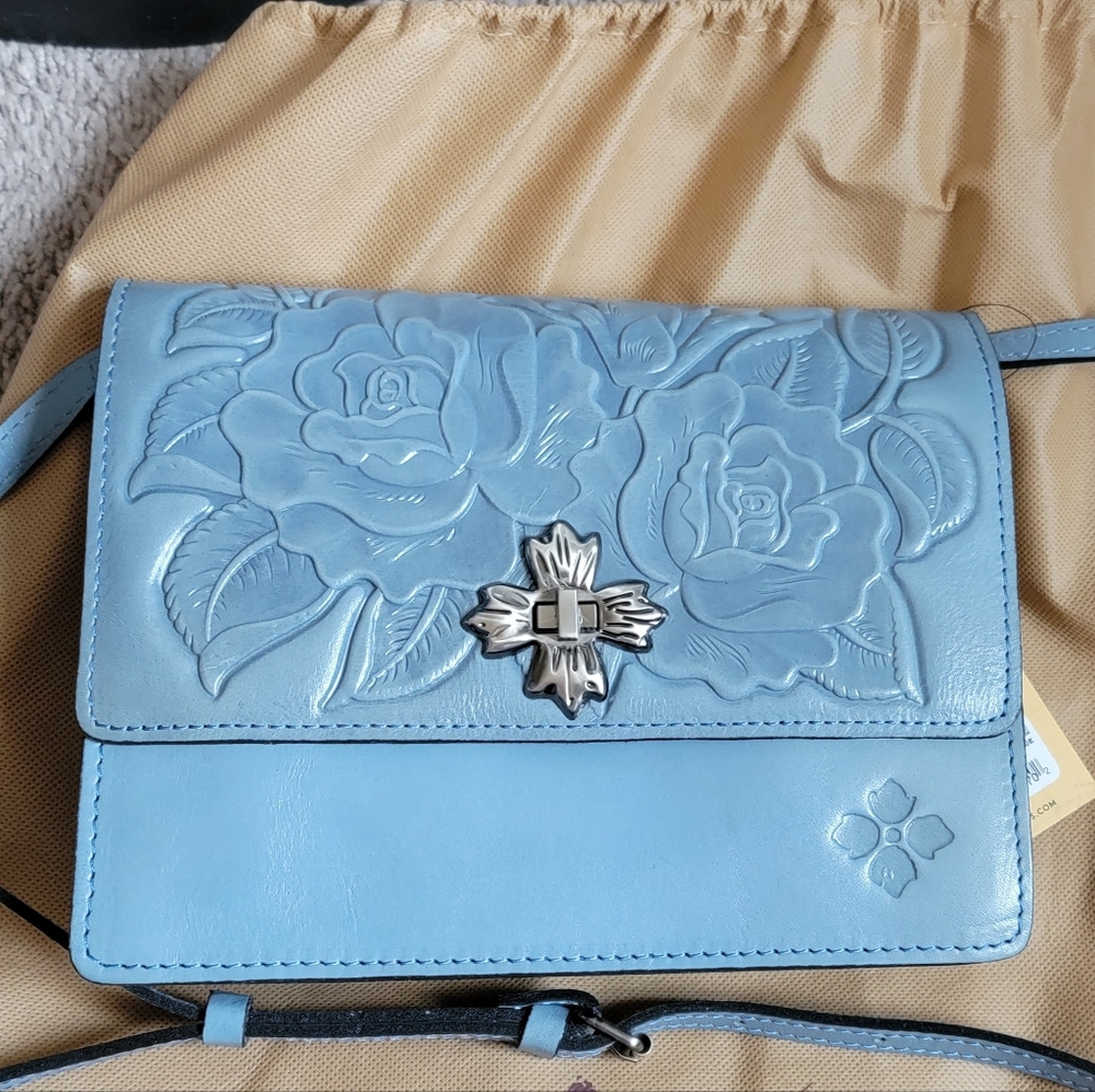 NWT Patricia Nash Consilina Crossbody Rosetool Safflower Blue